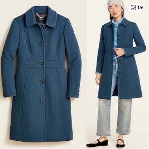 J. CREW WOMENS DOUBLE CLOTH WOOL JACKET COAT BLUE 2